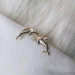 14k solid Gold dolphin earrings